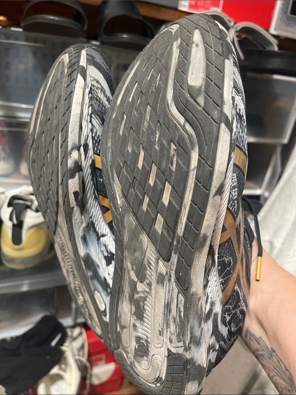 ASICS womans Black and Gold Sneakers - Picture 6 of 6
